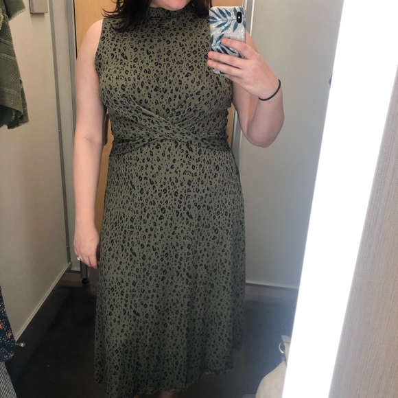 West Kei Dresses & Skirts - Olive Green Animal Print Dress